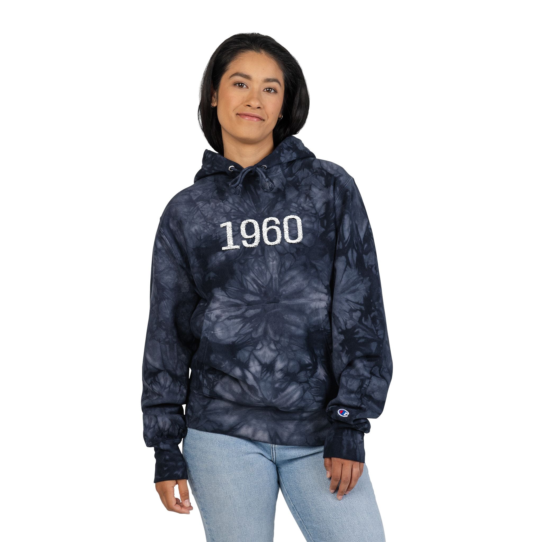 Tie-Dye Hoodie '60s Retro Embroidery