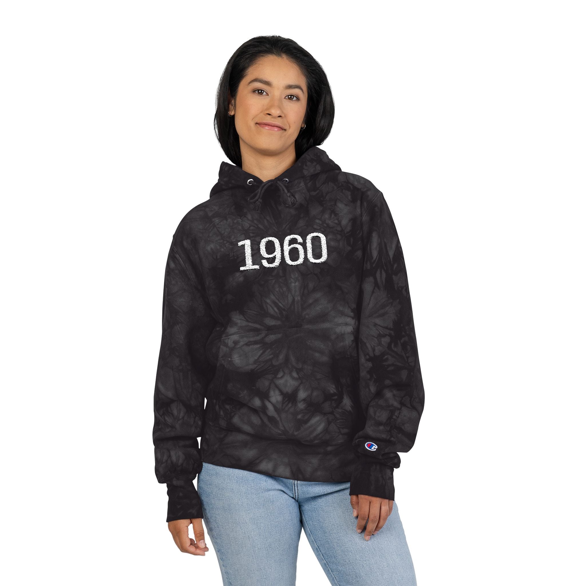 Tie-Dye Hoodie '60s Retro Embroidery