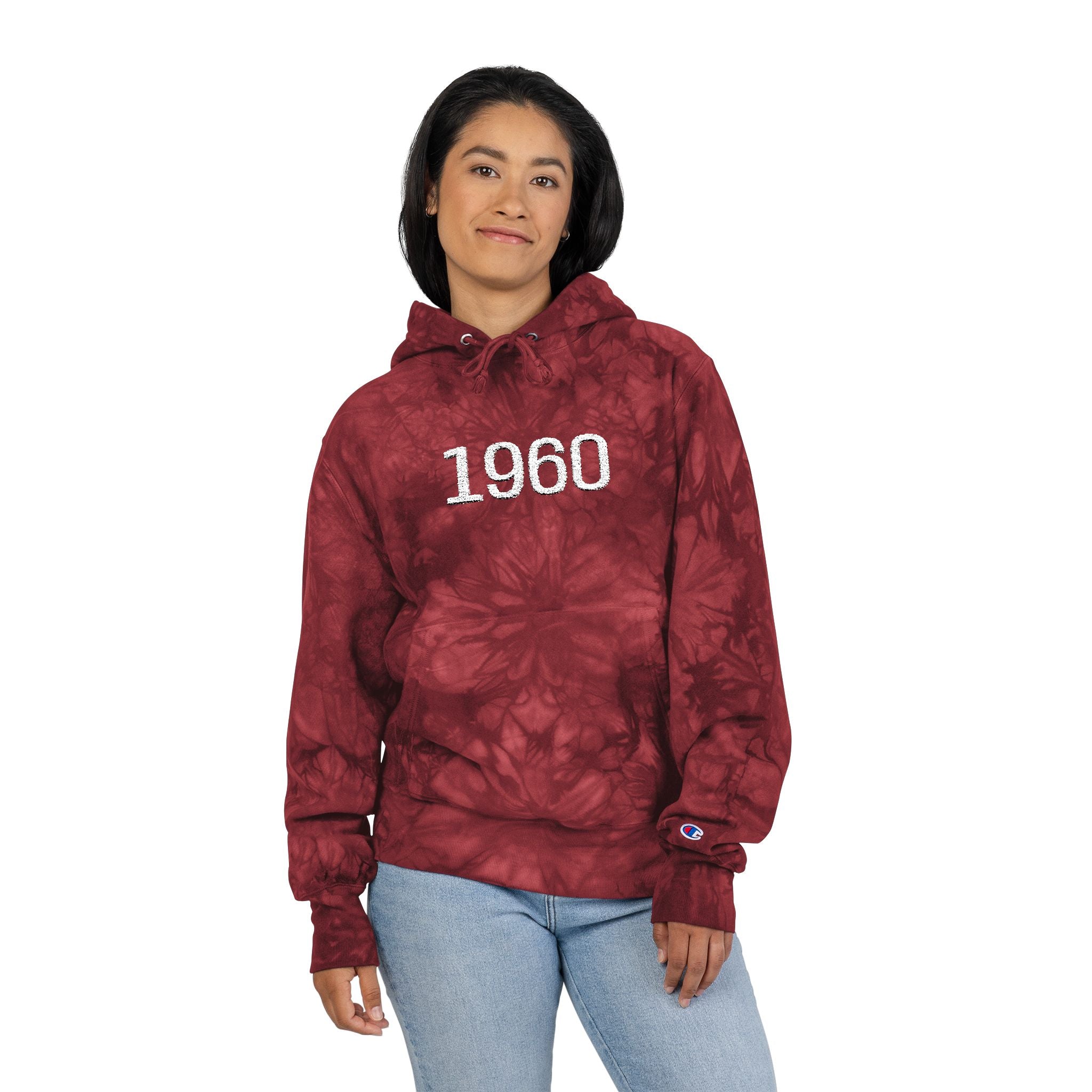 Tie-Dye Hoodie '60s Retro Embroidery